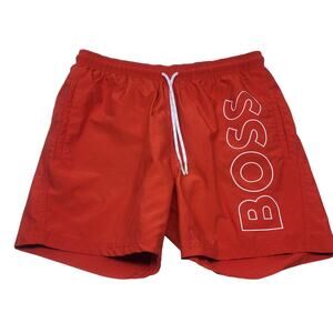 Men's Hugo Boss Octopus Red Swim Trunks Mesh Liner Size M Beachwear EUC
